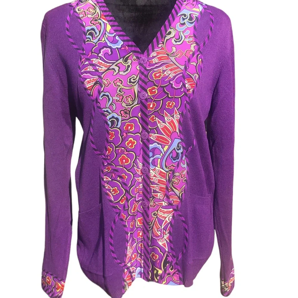 Koos of Course Purple Printed Cardigan Small - Picture 2 of 13